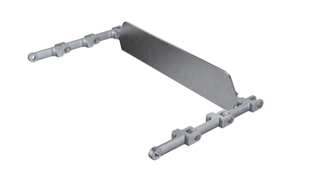 Double-strand fork link chain with carrier