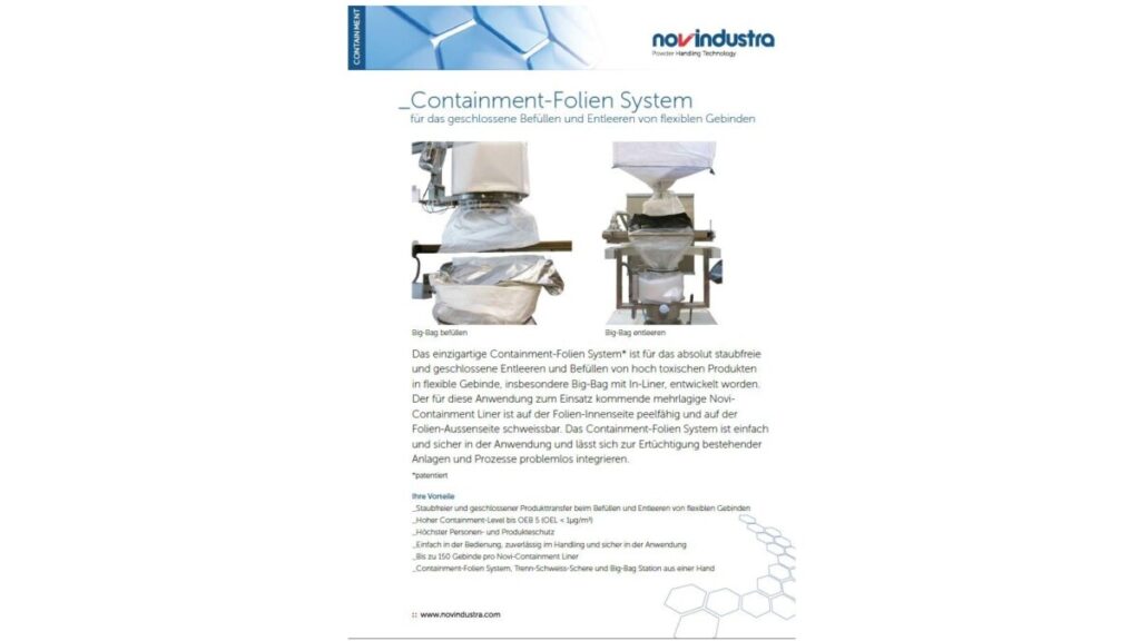 Befüllen und Entleeren von Big-Bag’s im Containment