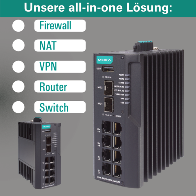 Moxa EDR-G9010 – All-in-one Lösung für kritische Fernwartungs- oder Überwachungsnetzwerke