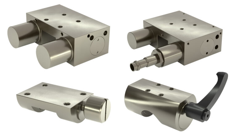 Manuelle und Pneumatische Klemm- und Bremselemente für Rundwellen und Führungsschienen