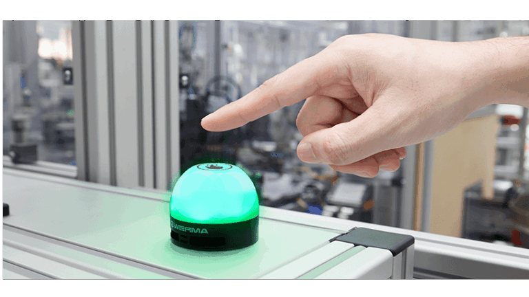 WERMA presents the compact MC 55 LED recessed beacon as a new touch version and with smart additional functions