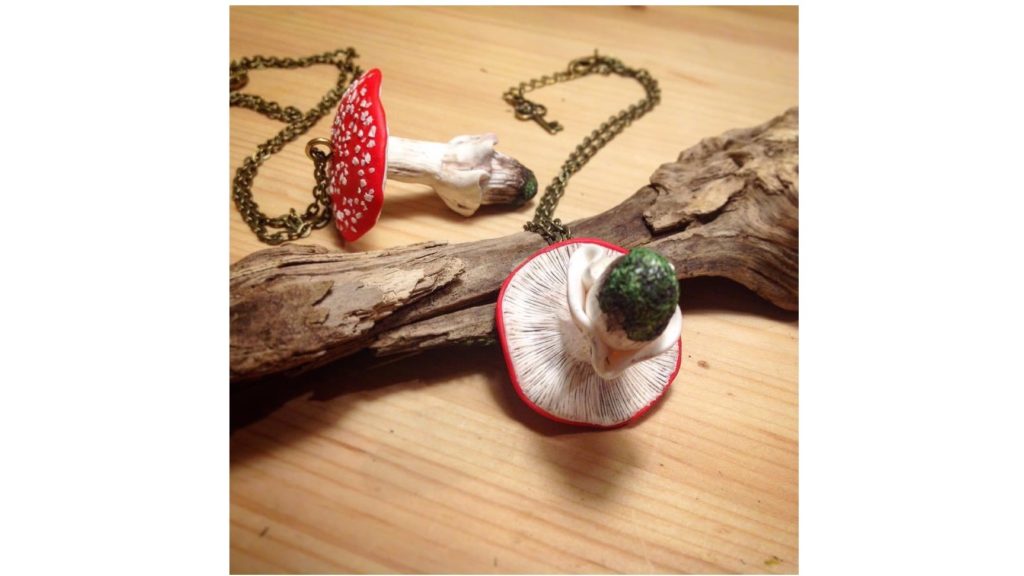 Hand-sculpted toadstool pendants