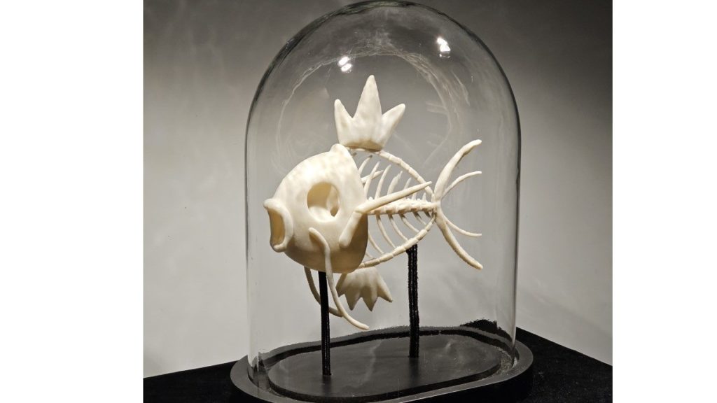 Custom made anime creature skeleton in large bell jar