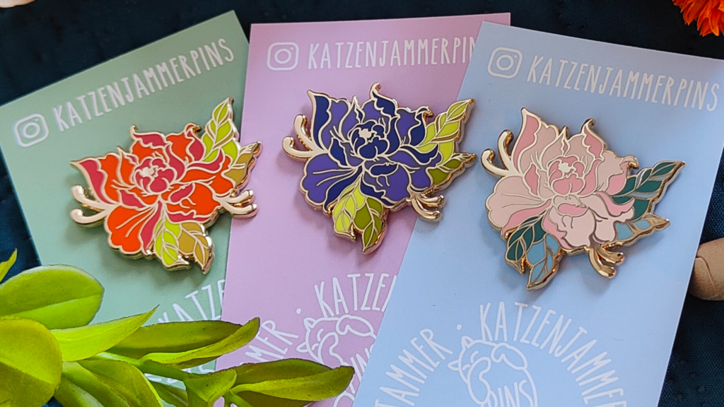 Wild Peony – Hard Enamel Pins – Gold