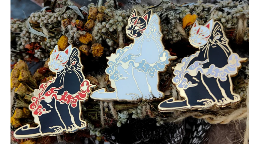 Catsune Ninja Cat – Hard Enamel Pin – Gold