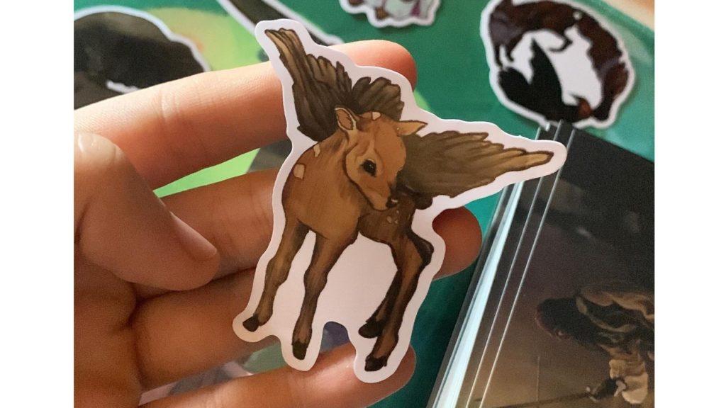 flying fawn/deer sticker