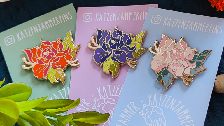 Wild Peony – Hard Enamel Pins – Gold