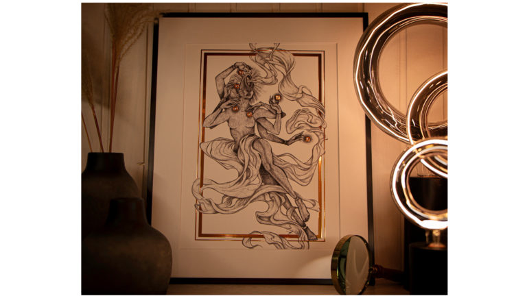 Affiche d’art avec feuille d’or – Godess