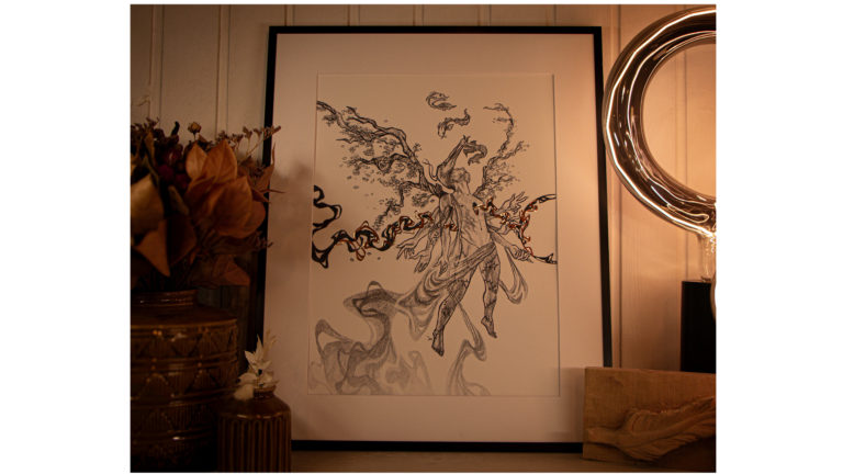 Affiche d’art avec feuille d’or – Yang