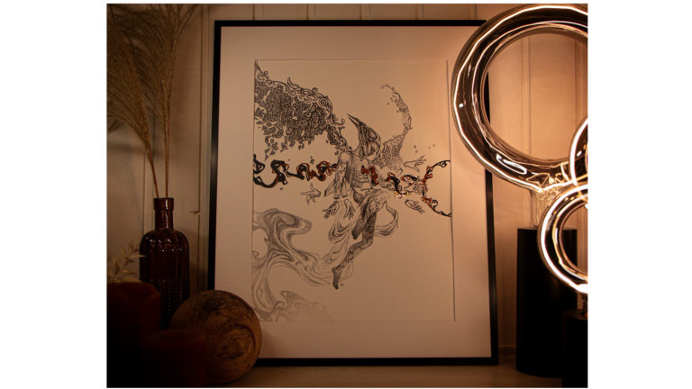 Affiche d’art avec feuille d’or – Yin