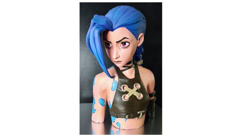 Buste Jinx Arcane League of legend 30 cm résine 3D peint à main