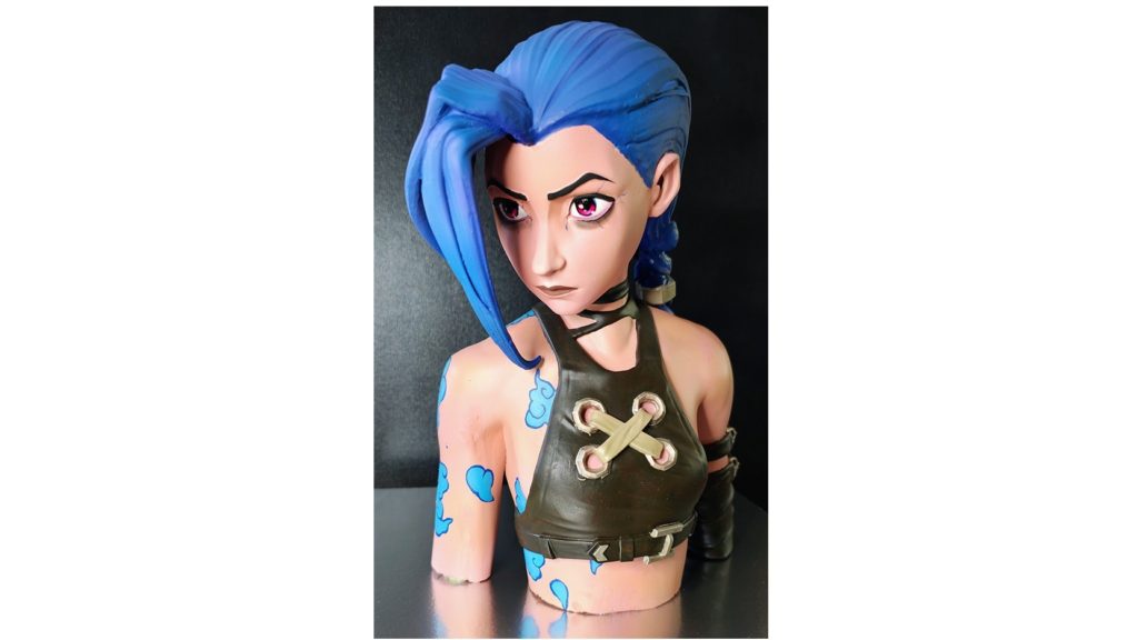 Jinx Arcane League of Legends Buste 30 cm 3D hars handbeschilderd