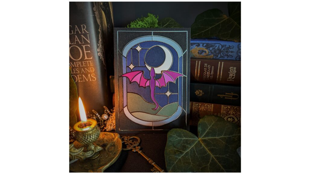 Carte postale Vitrail Dragon Lune