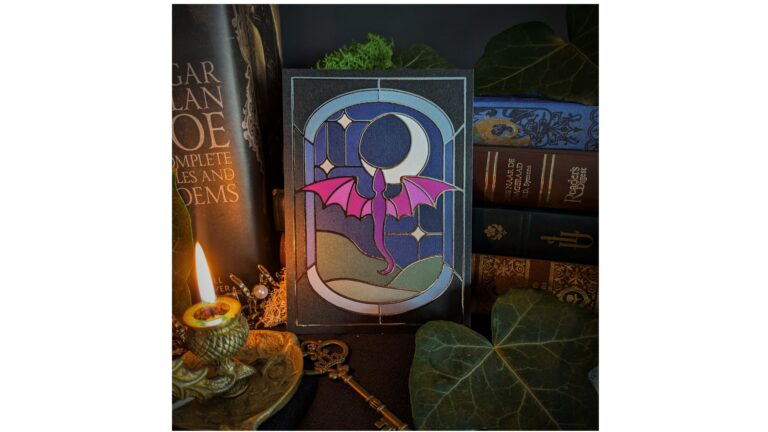 Carte postale Vitrail Dragon Lune