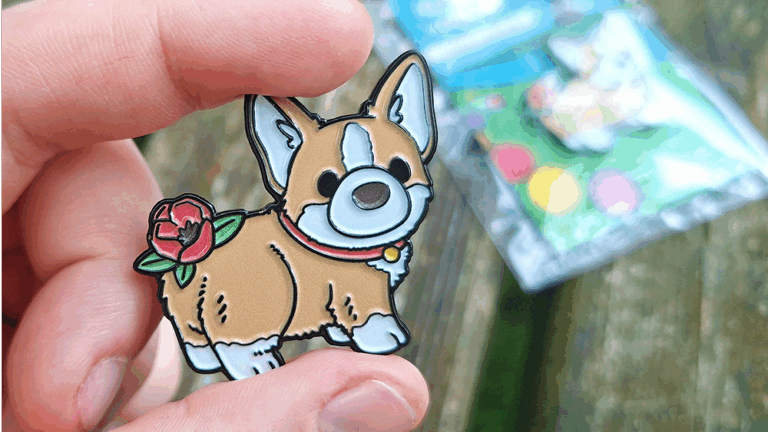 Corgi Tulipuppy – soft enamel pin