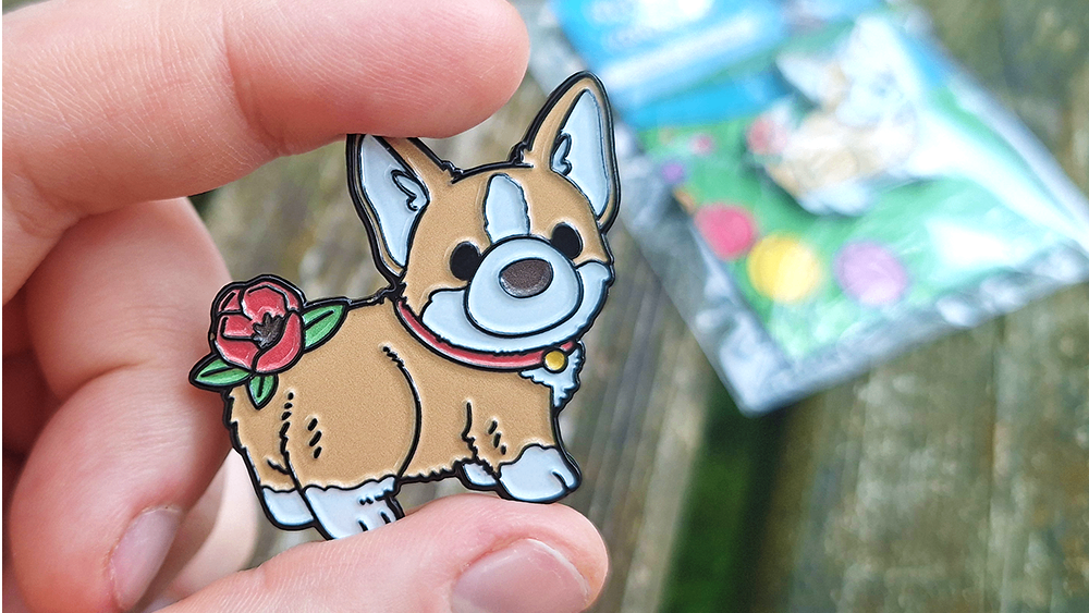 Corgi Tulipuppy – soft enamel pin