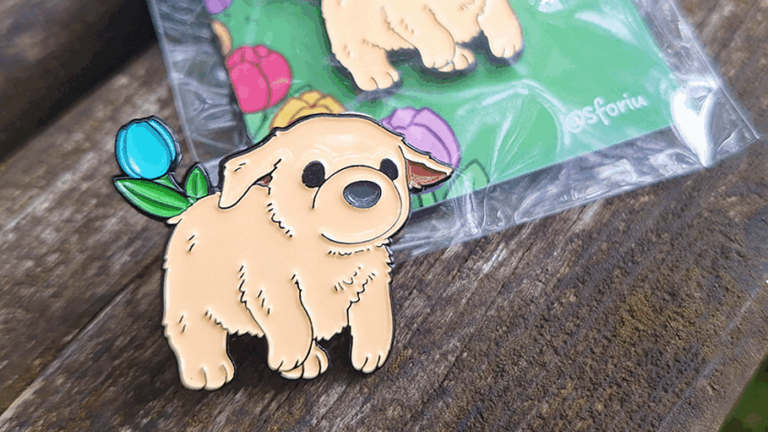 Golden Retriever Tulipuppy – soft enamel pin