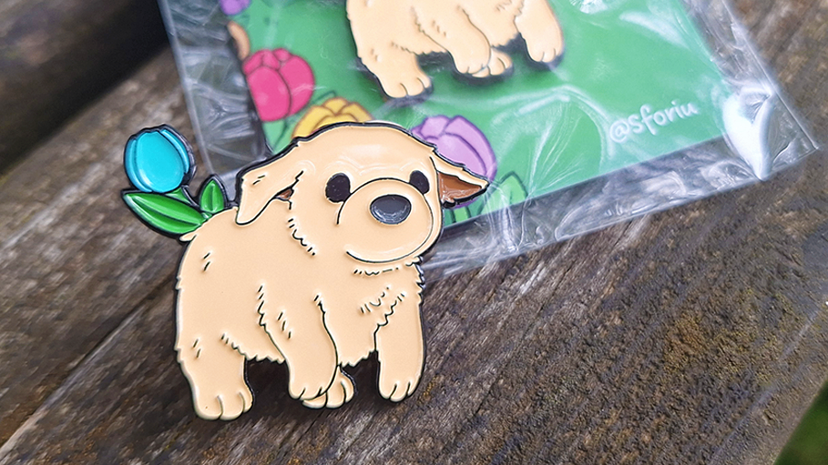 Golden Retriever Tulipuppy – soft enamel pin