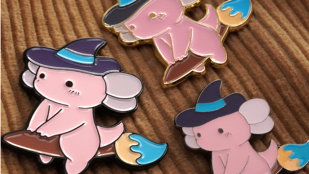 Flying Axolotl – Soft enamel pin