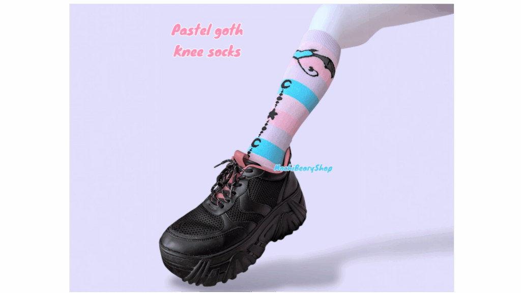 Pastel goth knee socks
