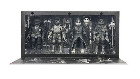 Universal Monsters x Teenage Mutant Ninja Turtles ,Turtles Black & White 4-Pack, Neca