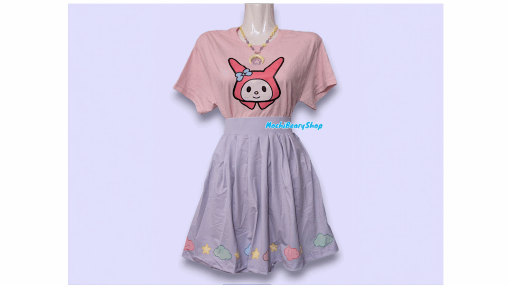 Kawaii purple pastel cloud skirt an stars