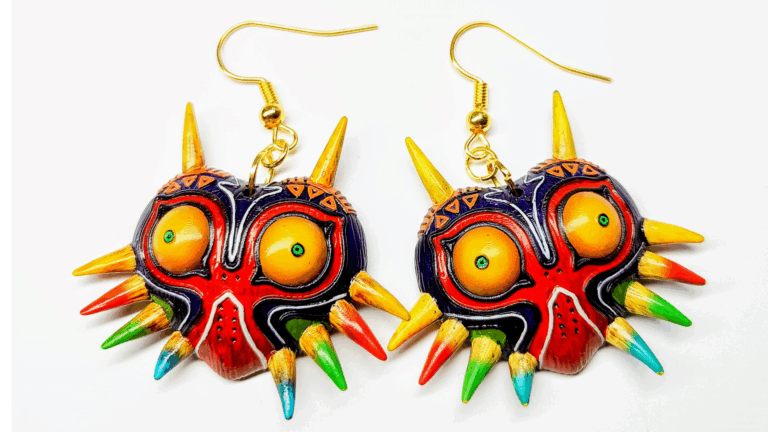 Hand-painted Majora&rsquo;s Mask Earrings
