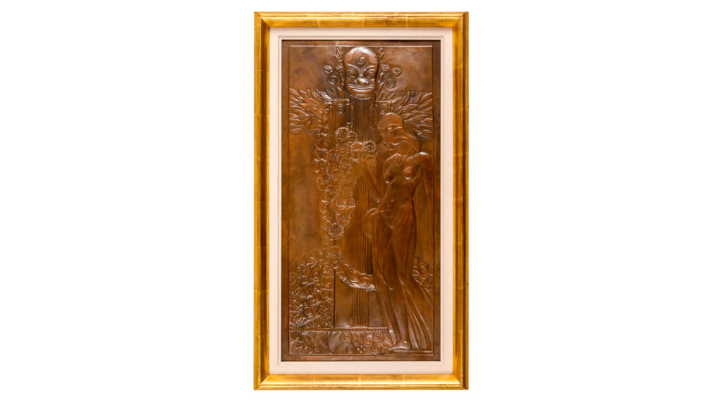 Panneau Art Nouveau « Nymphe à la fontaine » Georg Klimt env. 1900