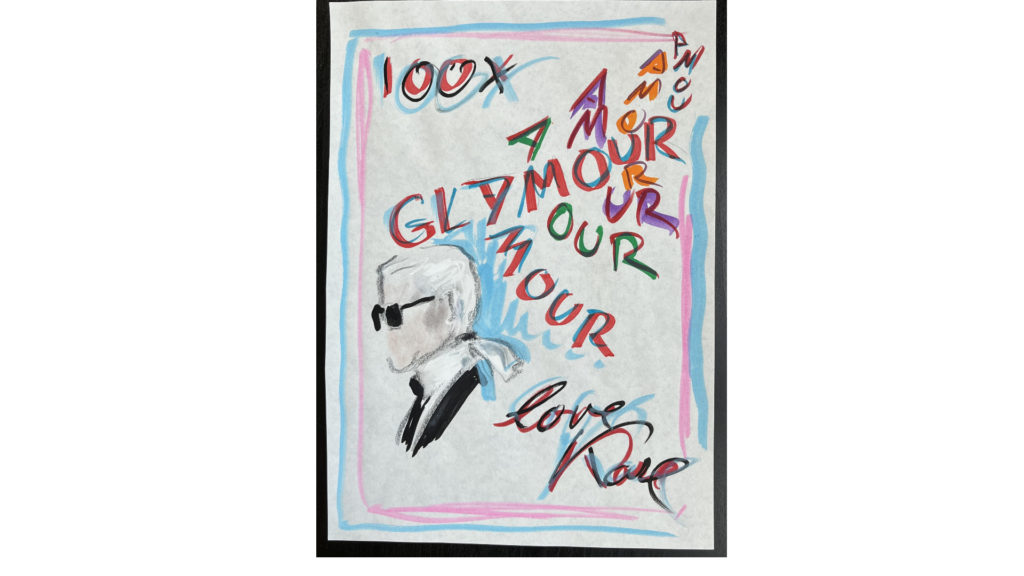 Karl LAGERFELD – Dessin original technique mixte