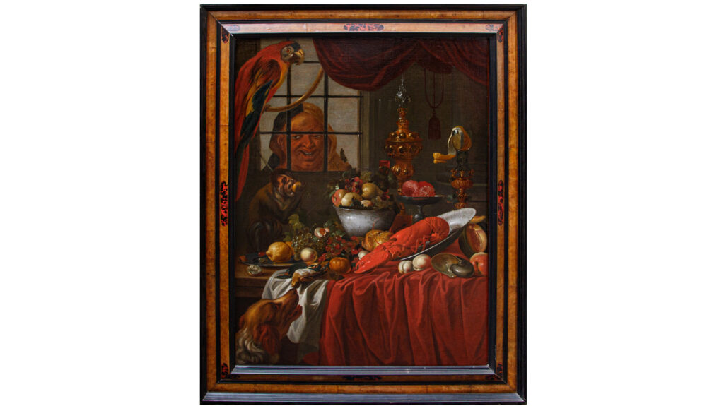 Carstian Luyckx (1627-1675 env.) Nature morte, huile sur toile, 121 x 92 cm avec cadre, 145 x 115 cm