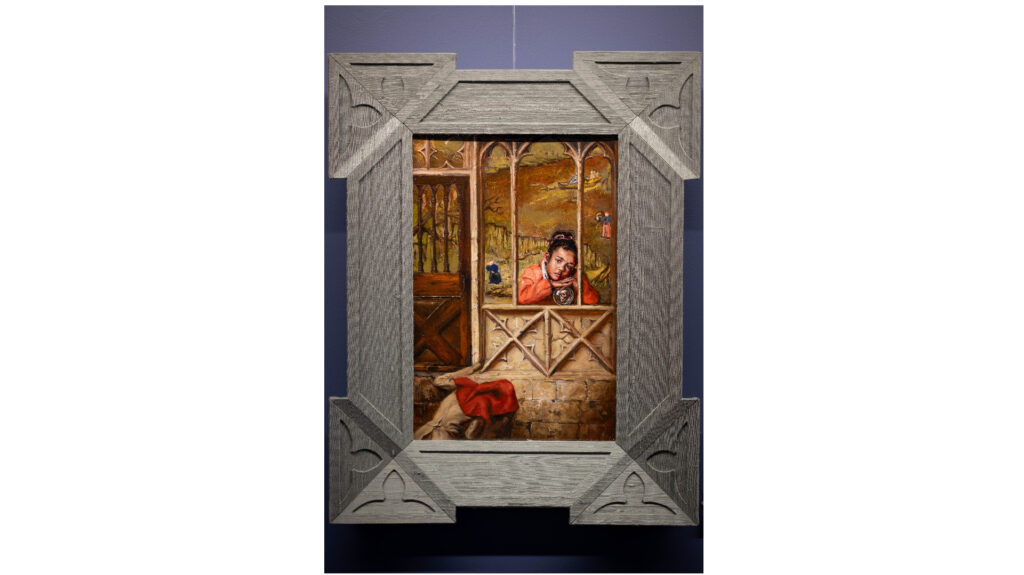 “Innocence”, 2023, 46 x 36cm, huile sur panneau, cadre fait main