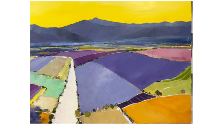 CAUDRON – Plaine au ciel gris – 100x100cm – Huile sur toile