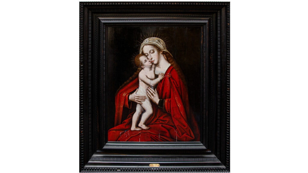 XVIe siècle, École de Bruges Vierge à l’Enfant Huile sur panneau, 92 x 72 cm