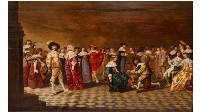 Jan Jansz. Westerbaen I (La Haye, 1600 – 1686) panneau, 120 x 75 cm Monogrammé et daté : anno 1639 J.W. (ou I.W.) Provenance : collection Spirlet, Liège avant 1928 (sous le nom d’Antoine Palamedesz) ; collection Jules et Jean Lalière, Namur