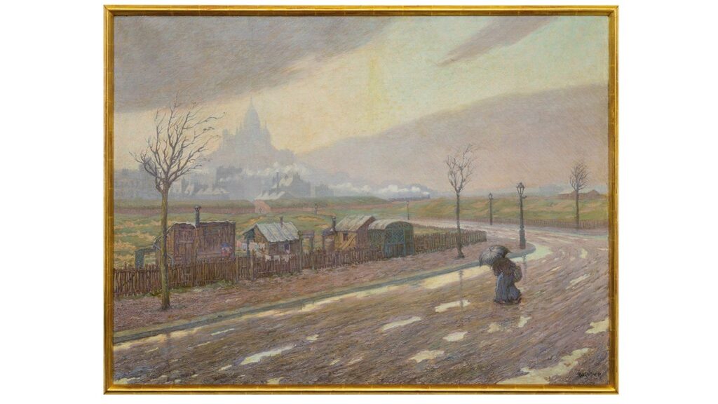 olieverfschilderij “Ein Regentag” Rudolf Quittner ca. 1904