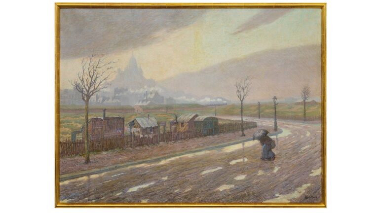 olieverfschilderij “Ein Regentag” Rudolf Quittner ca. 1904