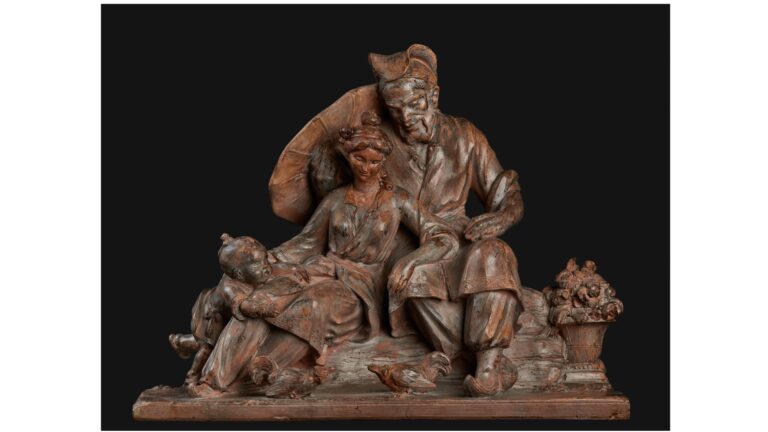 Josse François Joseph Leriche (Mons, 1738 – 1812), attribué à Famille chinoise Terre-cuite avec une patine argentée ; hauteur : 26 cm ; largeur : 34 cm ; profondeur : 13 cm