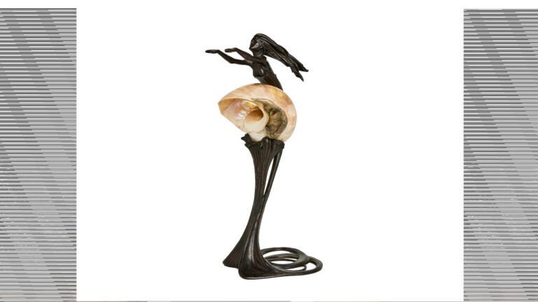 Gustav Gurschner – Jugendstil lamp with Turbo marmoratus shell, 1898