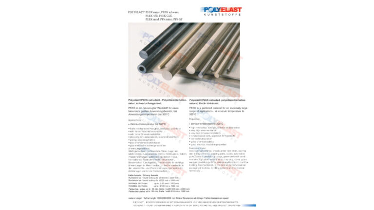 Polyelast®PEEK extrudiert – Poyetheretherketon natur, schwarz-changierend PEEK ist ein bevorzugter Werkstoff für einen besonders großen Anwendungsbereich, bei Anwendungstemperaturen vis 300°C.