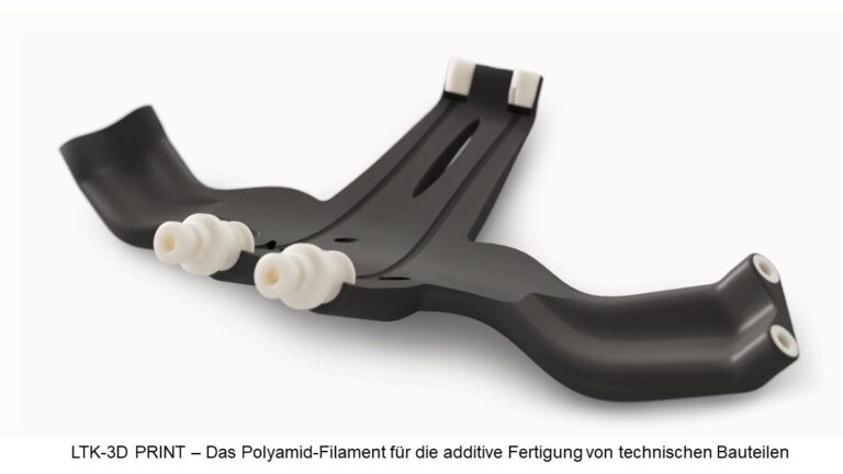 Mit LTK® ADDITIVE können im FDM-Verfahren Bauteile mit Hohlräumen, Hinterschneidungen oder innenliegenden Kanälen hergestellt werden. Auch Materialkombinationen zum Beispiel mit Soft PLA sind möglich. LTK® ADDITIVE ist ein 100% Recyclingprodukt.