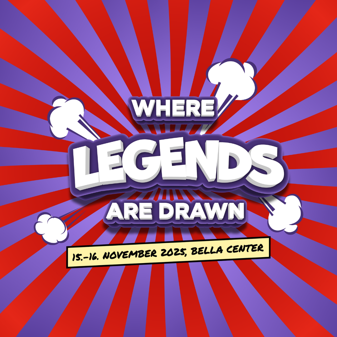 Where Legends Are Drawn logo against a purple and red background