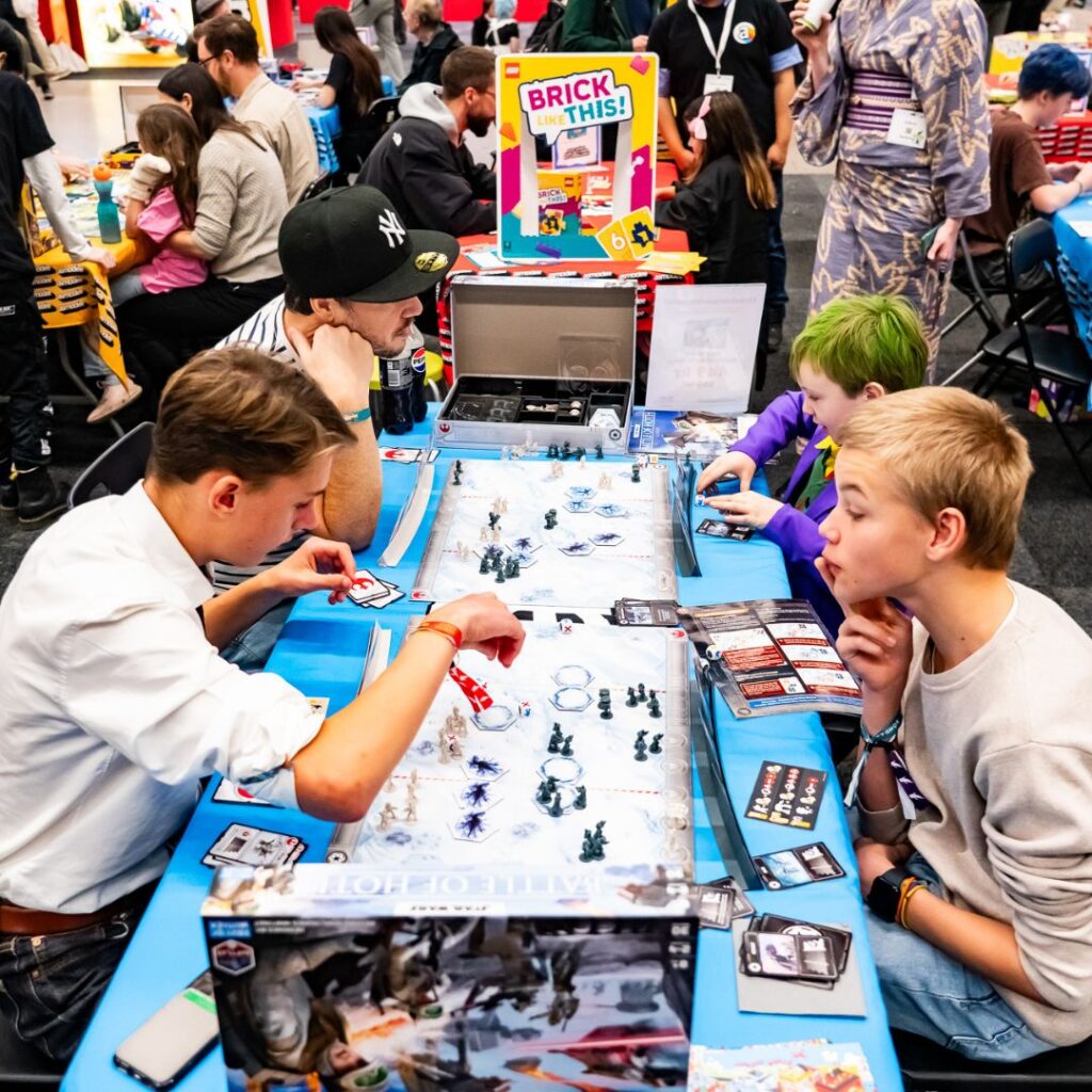 children playing a board game