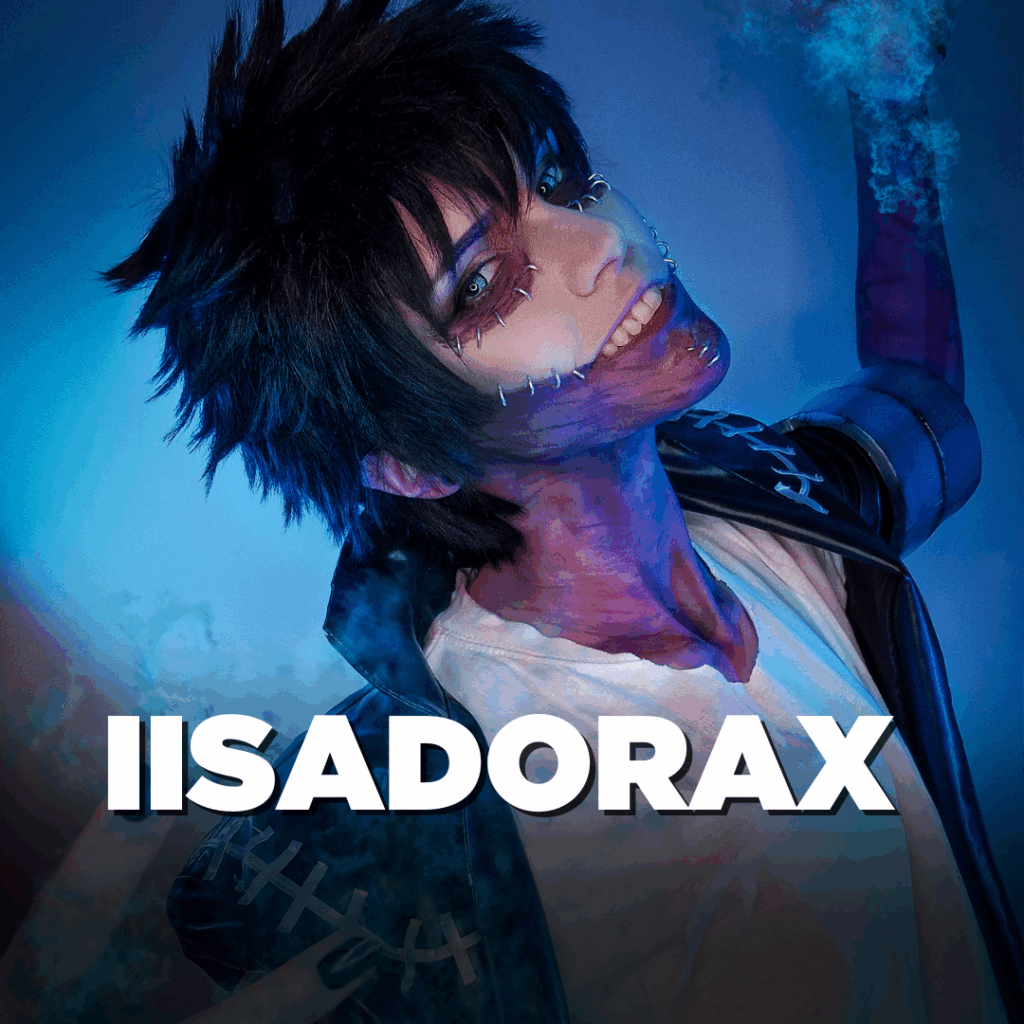 Portrait of the cosplauer Isadorax dressed as Dabi from My Hero Academia