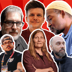 Promotional image of all the comic artists