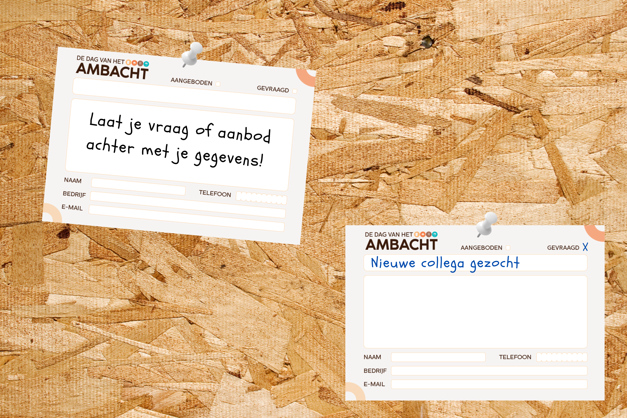 Connect wall: laat je vraag of aanbod achter met je gegevens!