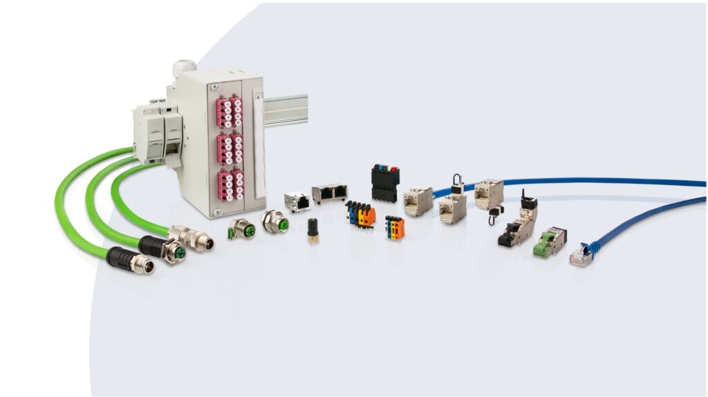 Connection technology for devices, control cabinets and systems