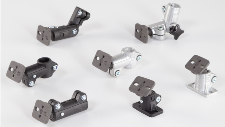 Rohrverbinder mit Kugelgelenk aus Aluminium und Kunststoff