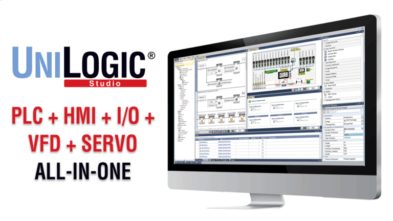 UniLogic Studio von Unitronics vereinheitlicht die Konfiguration und Programmierung von SPSen, HMIs, VFDs, AC-Servos und Motion-Control. Unitronics bietet Software und technische Unterstützung kostenlos an.