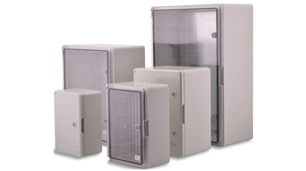 ABS plastic control cabinet housing series FLEET gray/transparent by BOXEXPERT