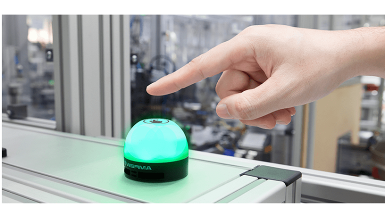 WERMA presents the compact MC 55 LED recessed beacon as a new touch version and with smart additional functions